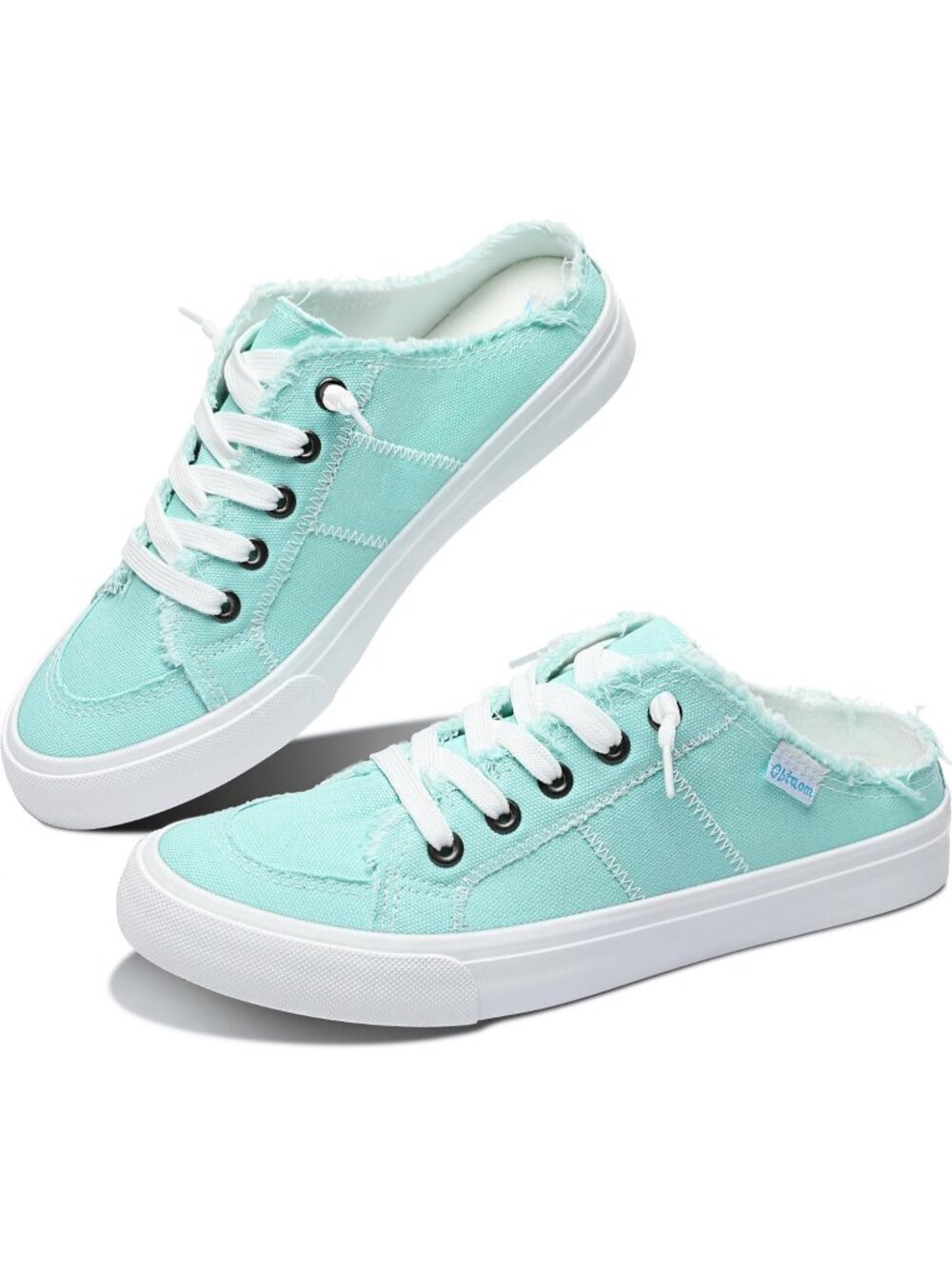 🆕Women's Light Green Canvas Mules Memory Foam Clipper Sneakers Comfortable